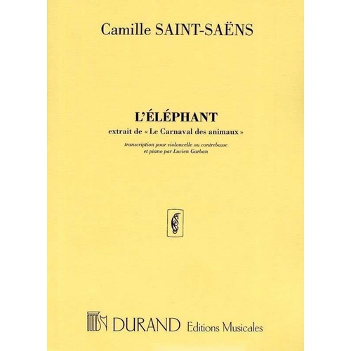 L'Elephant from Carnival of the Animals for Double Bass by Camille Saint-Saens, Durand Editions, 1 Page