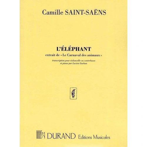 Elephant from Carnival of the Animals for Double Bass by Camille Saint-Saens, Durand Editions, 1 Page