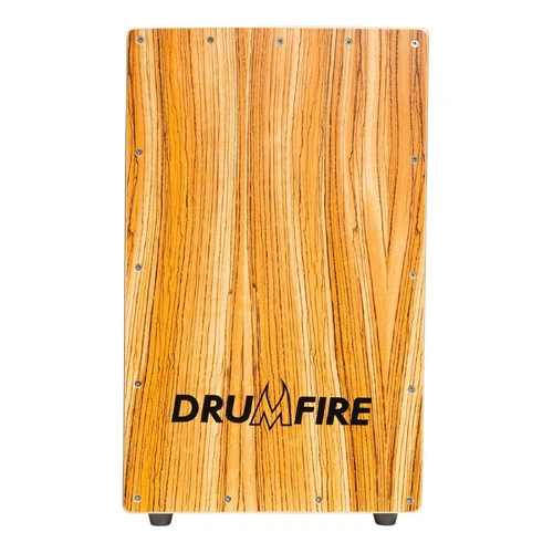 Drumfire Ebenaceae Front Wooden Cajon with Gig Bag - Rugged Marine Ply, Inner Snare Wires, Bass Port, Anti-Slip Rubber Feet, 495mm Height