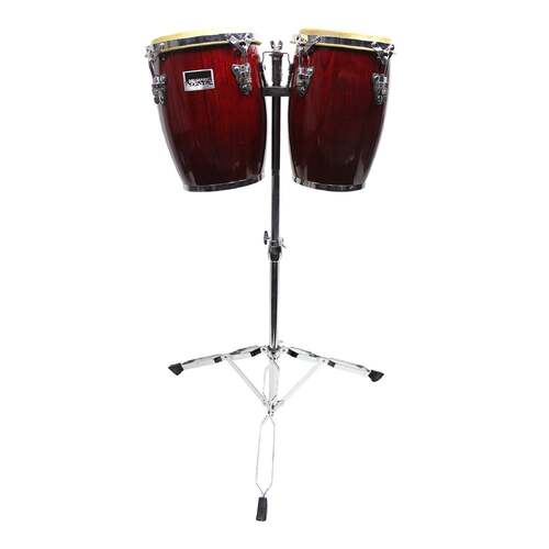 Drumfire DFP-CS83-WRD 8" & 9" Conguitas Set with Stand - Wine Red