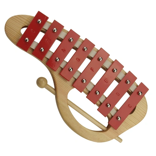Drumfire DFP-D8HABS-RED Diatonic Metallophone with 8 Red Metal Bars and Beater