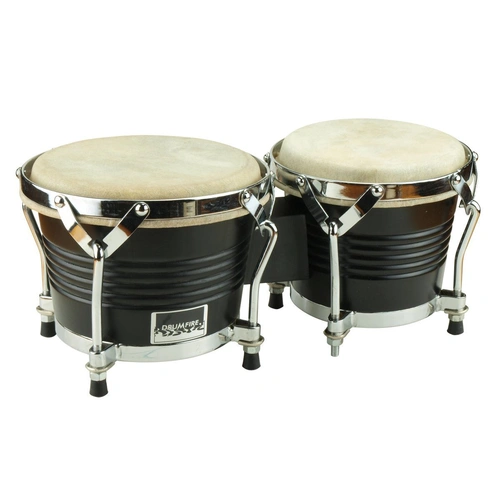 Drumfire 6.5" & 7.5" Black Wood Bongos with Aged Chinese Maple Shells and Natural Hide Heads