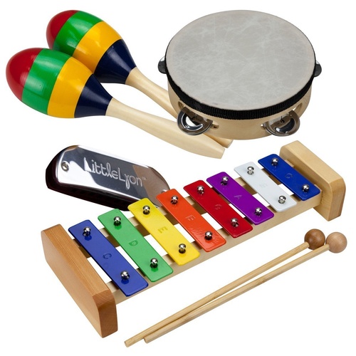 Drumfire DFP-EP3 4-Piece Educational Percussion Pack with Wooden Crate