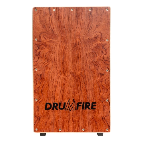Drumfire Yellow Rosewood Front Wooden Cajon with Gig Bag - 495mm x 295mm x 317mm, 4kg, Marine Ply Construction, Inner Snare Wires, Bass Port