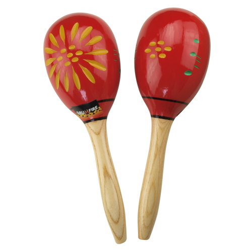 Drumfire DFP-MA16-FLW Wooden Maracas - Floral Pattern, 1 Pair