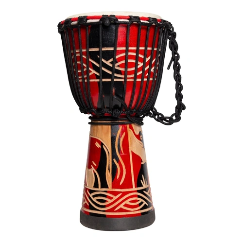 Drumfire Majestic Series 8" Natural Hide Traditional Rope Djembe Red