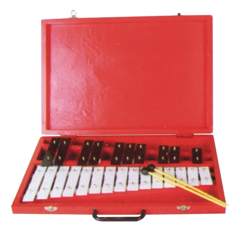 Drumfire DFP-MTP25-RED Dual-Row Metallophone with 15 Notes in Wooden Carry Case