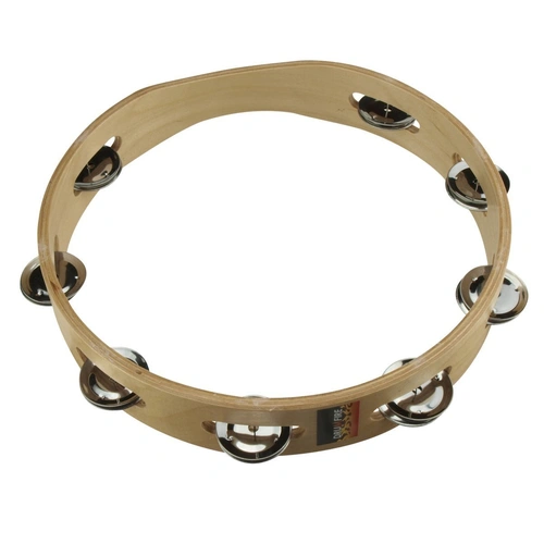 Drumfire DFP-T108-NGL 10" Wooden Tambourine with 8 Pairs of Jingles