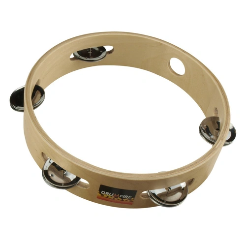 Drumfire DFP-T85-NGL 8" Wooden Tambourine with 5 Pairs of Jingles