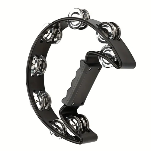 Drumfire DFP-TP1-BLK Half Moon ABS Tambourine with Single Row Jingles - Black
