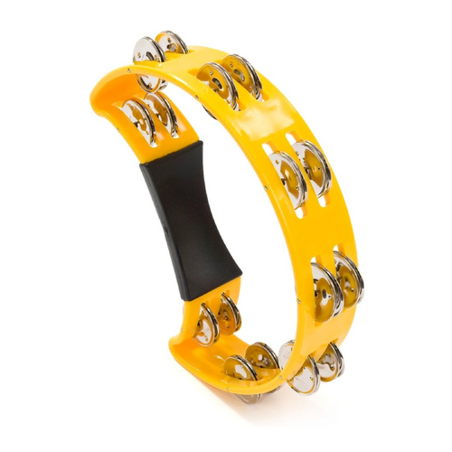 Drumfire DFP-TP1-YEL Half Moon ABS Tambourine with Single Row Jingles - Yellow