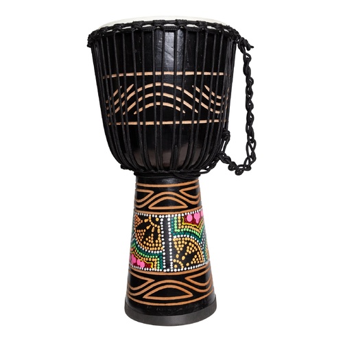 Drumfire Tribal Series 12" Natural Hide Rope Djembe - Black