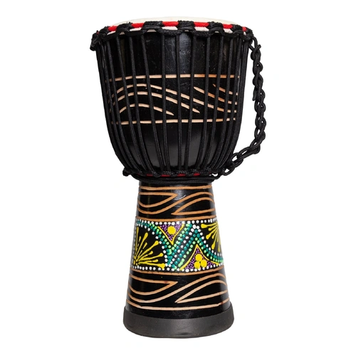 Drumfire Tribal Series 8" Natural Hide Rope Djembe - Black