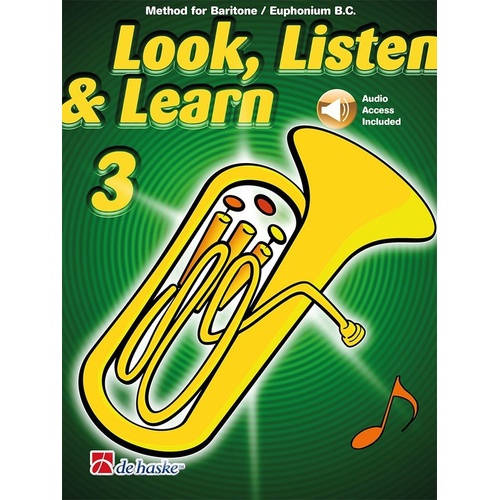 Look Listen & Learn 3 Baritone/Euphonium B.C. Method Book with Online Audio Access