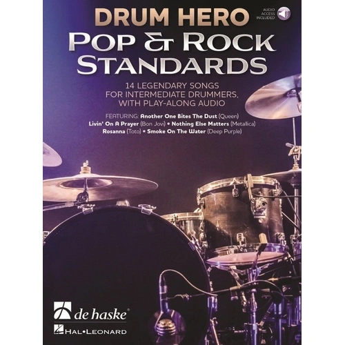 Drum Hero - Pop & Rock Standards by De Haske Publications, 84 Pages, Drums, 14 Songs with Audio Tracks for Band Experience