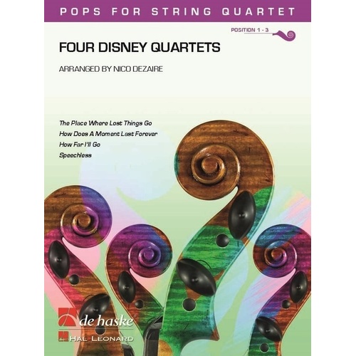 Four Disney Quartets for String Quartet by Nico Dezaire, De Haske Publications, Cello & Viola Instruments