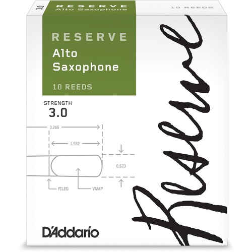 D'Addario Reserve Alto Saxophone Reeds, Strength 3.0, 10-pack