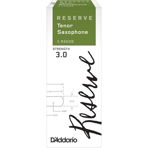 D'Addario Reserve Tenor Saxophone Reeds, Strength 3.0, 5-pack