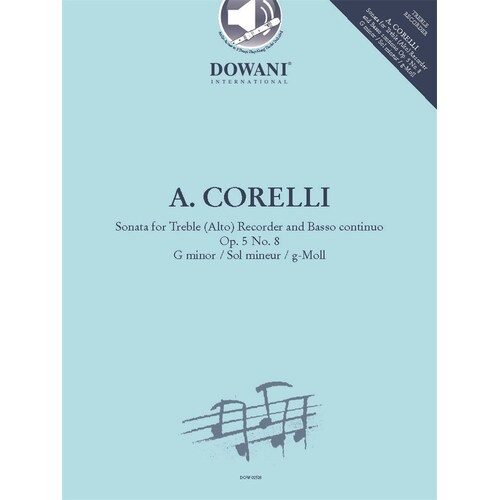 Corelli - Sonata G Minor Op 5 No 8 Treble Recorder Bk/Ola Sftcvr/Online Audio (Treble Recorder)