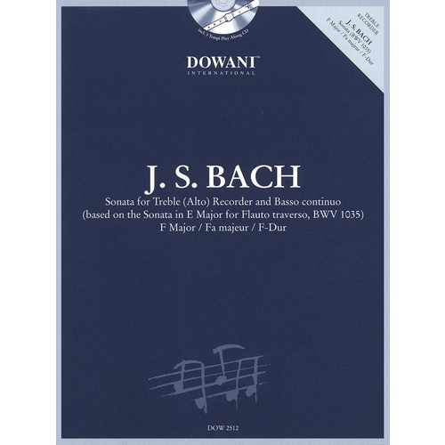 Sonata For Treble Rec Bwv 1035 Book/CD