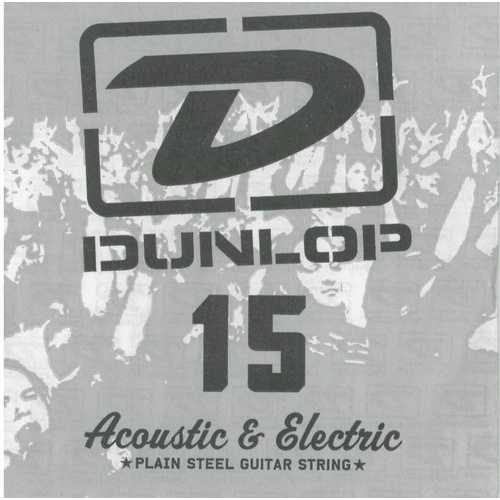 6 x Jim Dunlop DPS015 Single Plain Steel .015 Electric or Acoustic Guitar String