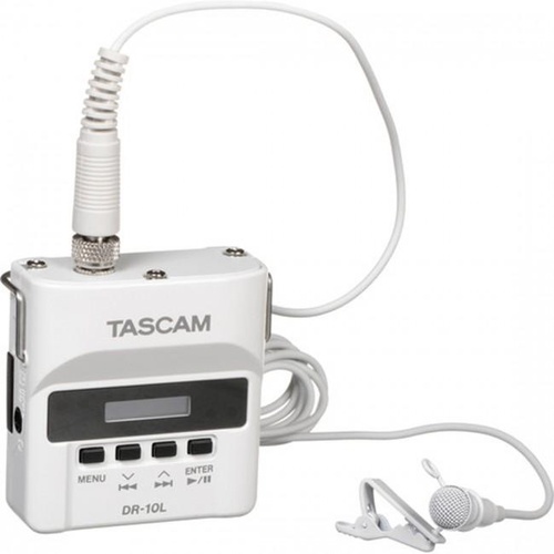 Tascam DR-10L Portable PCM Recorder w/ Lavalier Lapel Microphone - White