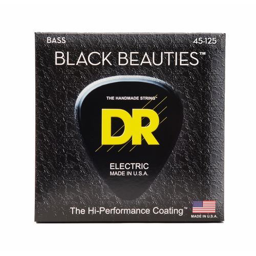 DR Black Beauties 5-String Medium Black Bass Strings 45-125 with K3 Coating