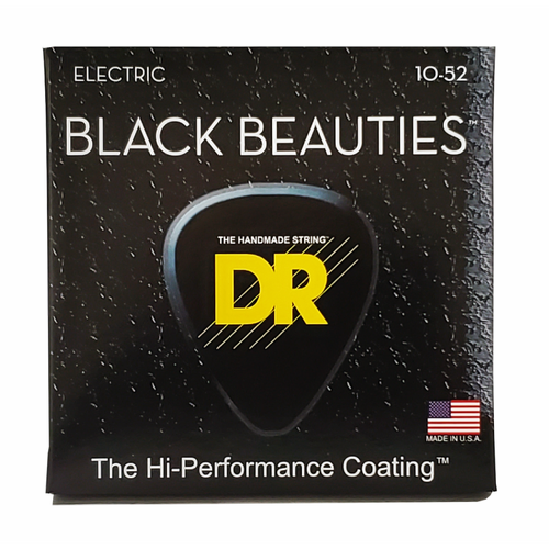 DR Black Beauties Electric Guitar Strings, Black Colored, Medium to Heavy 10-52