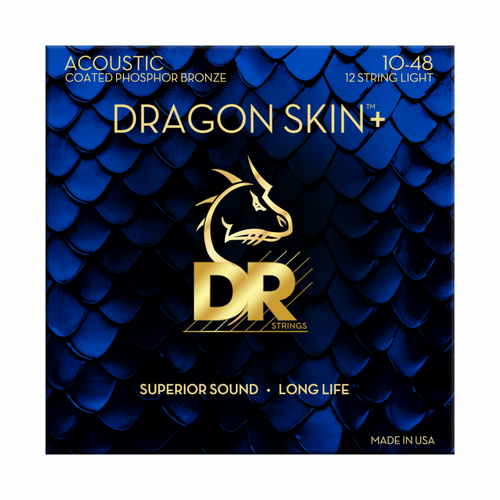 DR Dragon Skin+ Phosphor Bronze 12 String Acoustic Guitar Strings 10-48