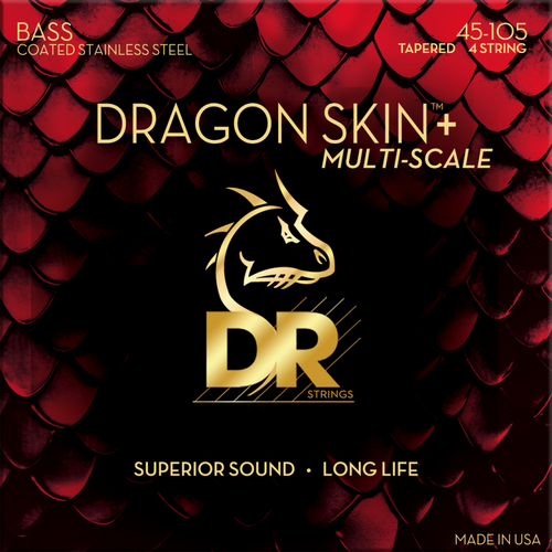DR Dragon Skin+ Stainless Steel Bass Strings 45-105 Multi-Scale