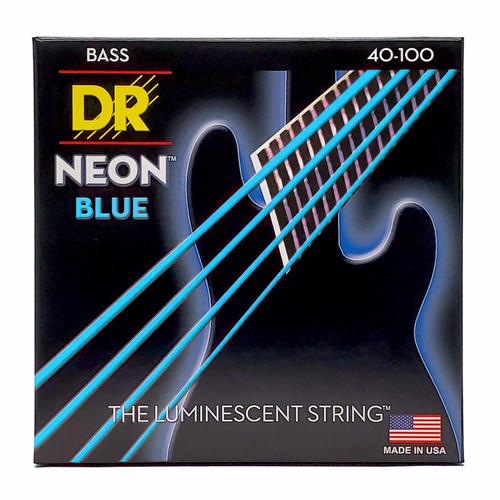 DR Hi-Def Neon Blue Bass Strings Light 40-100 with K3 Coating