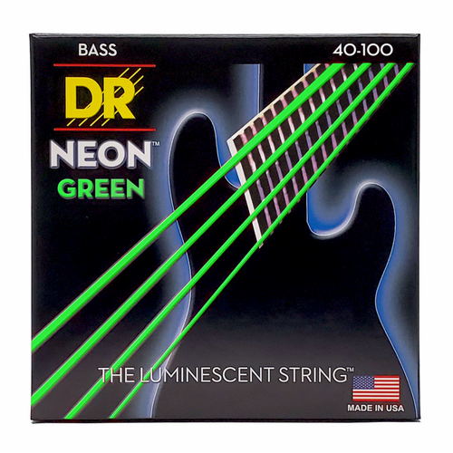 DR Hi-Def Neon Green Bass Strings Light 40-100 with K3 Coating