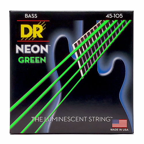 DR Hi-Def Neon Green Bass Strings Medium 45-105 with K3 Coating
