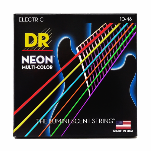 Dr Hi-Def Neon Multi-Color Electric Guitar Strings Medium 10-46