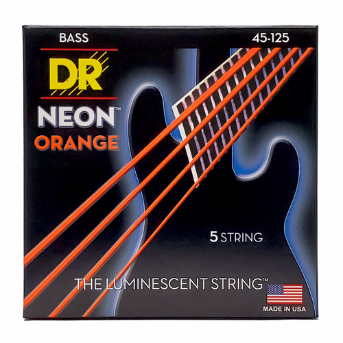 DR Hi-Def Neon Orange 5-String Bass Strings Medium 45-125 with K3 Coating