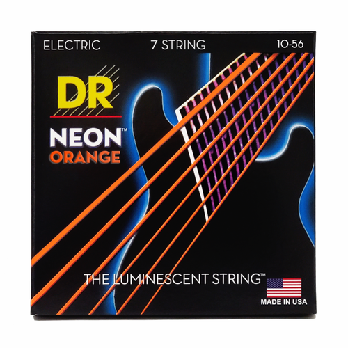 DR Hi-Def Neon Orange Electric Guitar Strings 7-String Medium 10-56