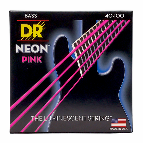 DR Hi-Def Neon Pink Bass Strings Light 40-100 with K3 Coating