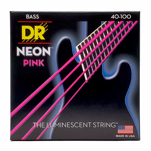 DR Hi-Def Neon Pink Bass Strings Light 40-100 with K3 Coating