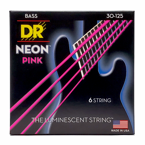 DR Hi-Def Neon Pink Colored Bass Strings 6-String Medium 30-125 K3 Coated