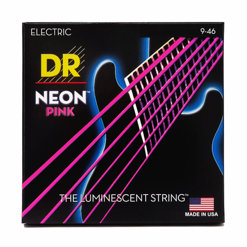 Dr Hi-Def Neon Pink Electric Guitar Strings 9-46 Light to Medium Color Coated