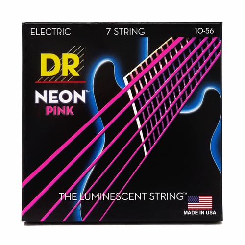 DR Hi-Def Neon Pink Electric Guitar Strings 7-String Medium 10-56