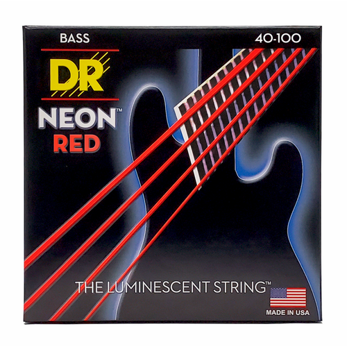 DR Hi-Def Neon Red Bass Strings Light 40-100 with K3 Coating