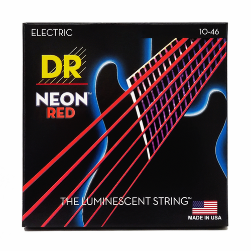 DR Hi-Def Neon Red Electric Guitar Strings Medium 10-46