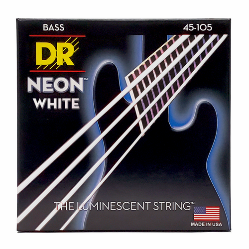 DR Hi-Def Neon White Bass Strings Medium 45-105 K3 Coating