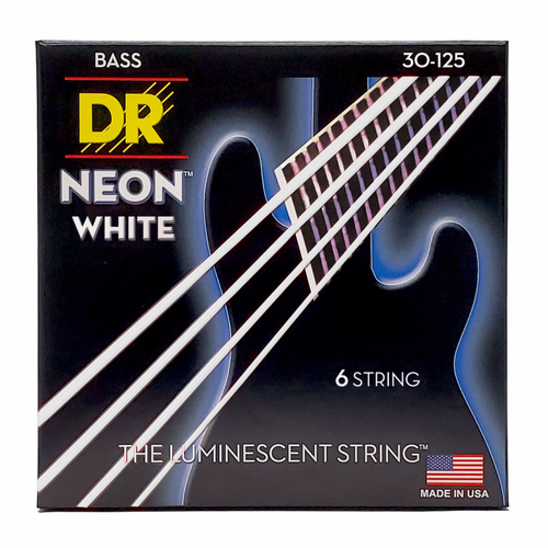 DR Hi-Def Neon White Bass Strings 6-String Medium 30-125 with K3 Coating