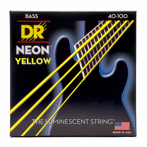 DR Hi-Def Neon Yellow Bass Strings Light 40-100 with K3 Coating