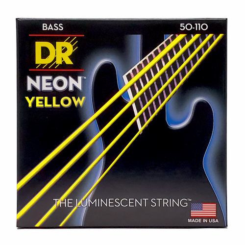 DR Hi-Def Neon Yellow Bass Strings Heavy 50-110 with K3 Coating