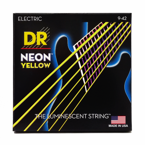 DR Hi-Def Neon Yellow Electric Guitar Strings Light 9-42
