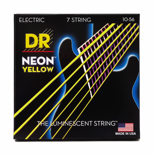DR Hi-Def Neon Yellow Electric Guitar Strings 7-String Medium 10-56