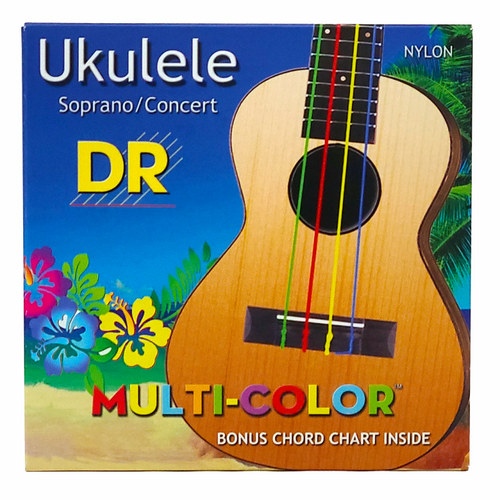 DR Multi-Color Nylon Soprano/Concert Ukulele Strings - 4 Strings, Bright Colors